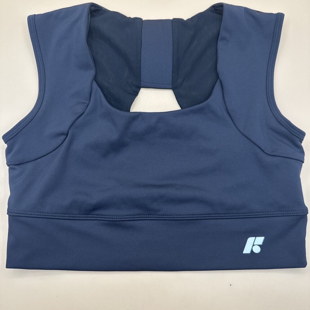 Forme Sports Bra Womens XL Black Mesh Back Longline Crop Top Gym Athletic